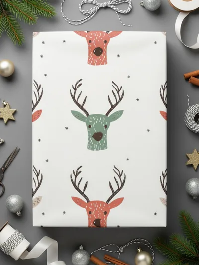 Seamless Red and Green Reindeer Pattern Christmas Digital