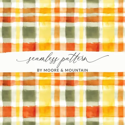 Seamless Rustic Autumn Plaid Pattern In Warm Hues Digital