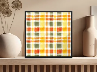 Seamless Rustic Autumn Plaid Pattern In Warm Hues Digital