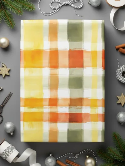 Seamless Rustic Autumn Plaid Pattern In Warm Hues Digital