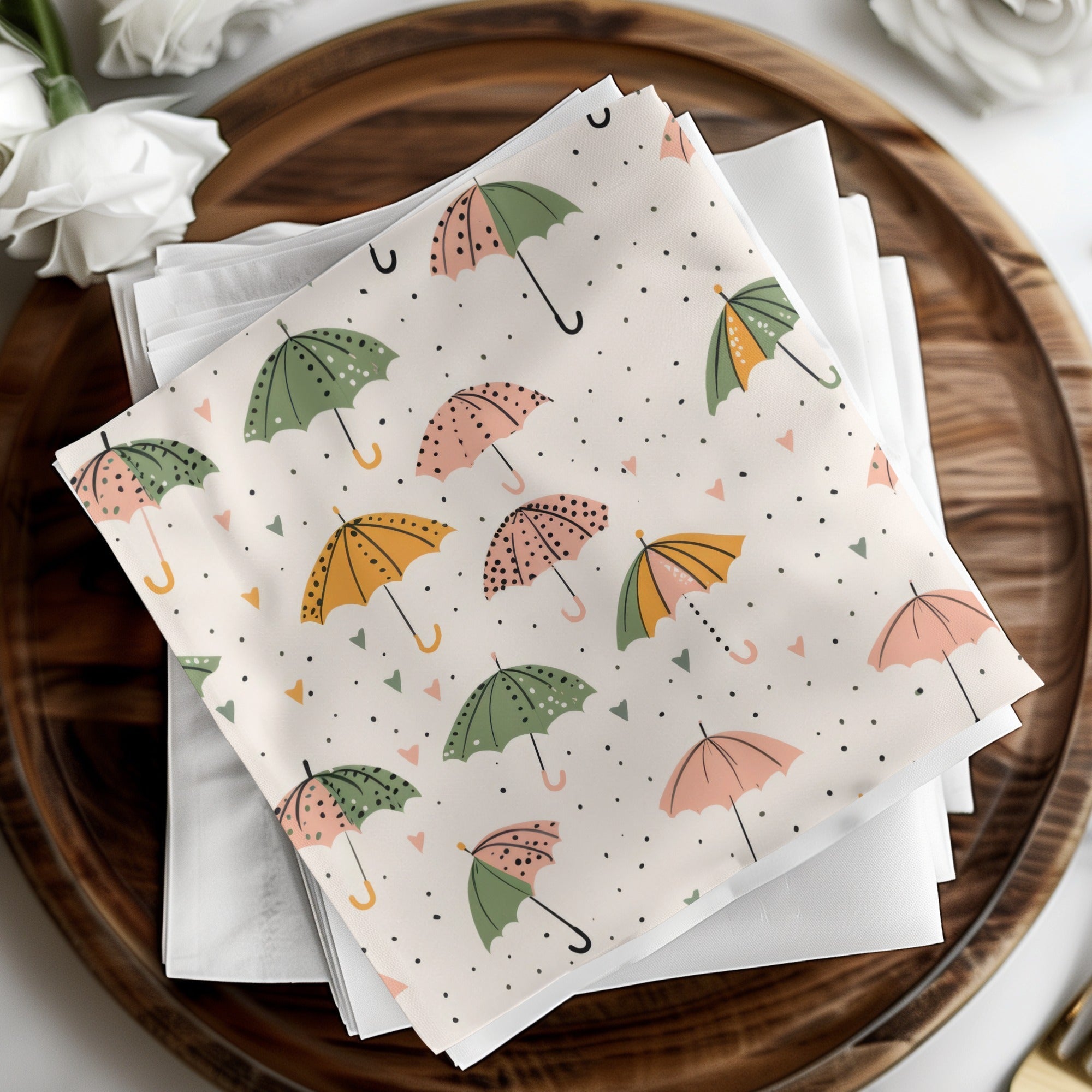 Seamless Spring Umbrella Background, Rainy Days Charming Umbrellas Hearts Seamless Background Design Pattern
