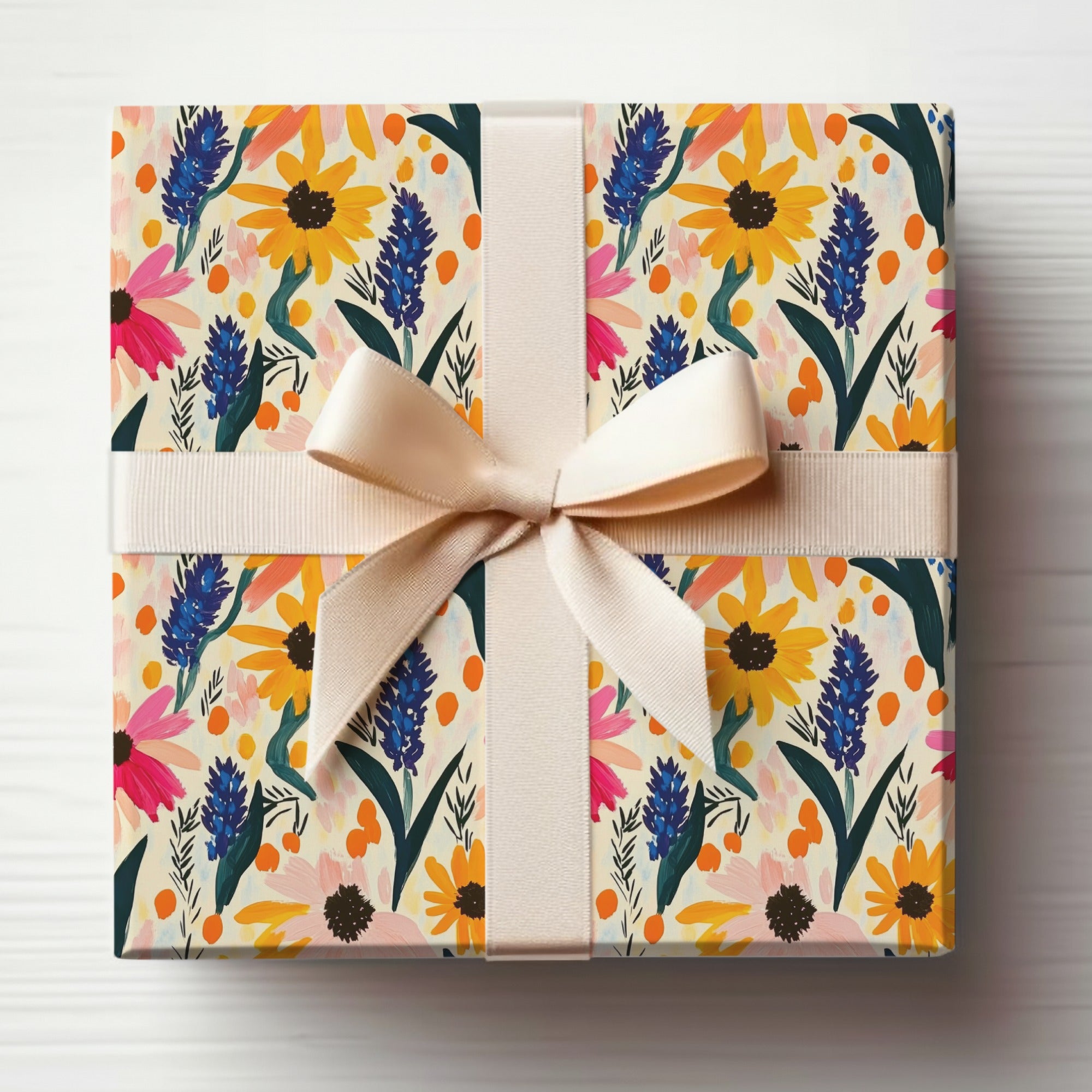 Seamless Sunflower Pattern Yellow and Blush Flowers Digital