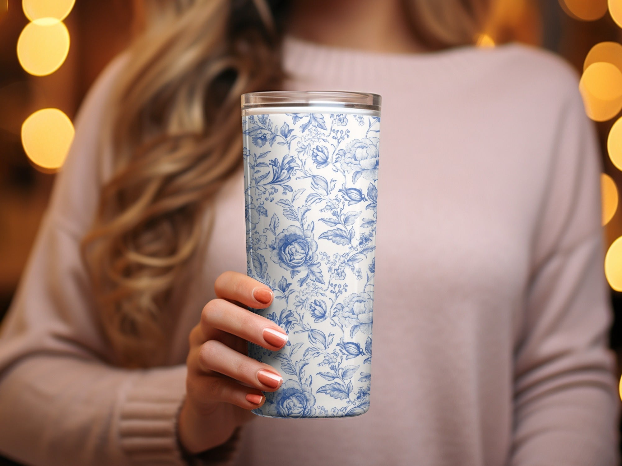 Seamless Toile Blue Floral Patterned Backdrop Decorative Design Digital