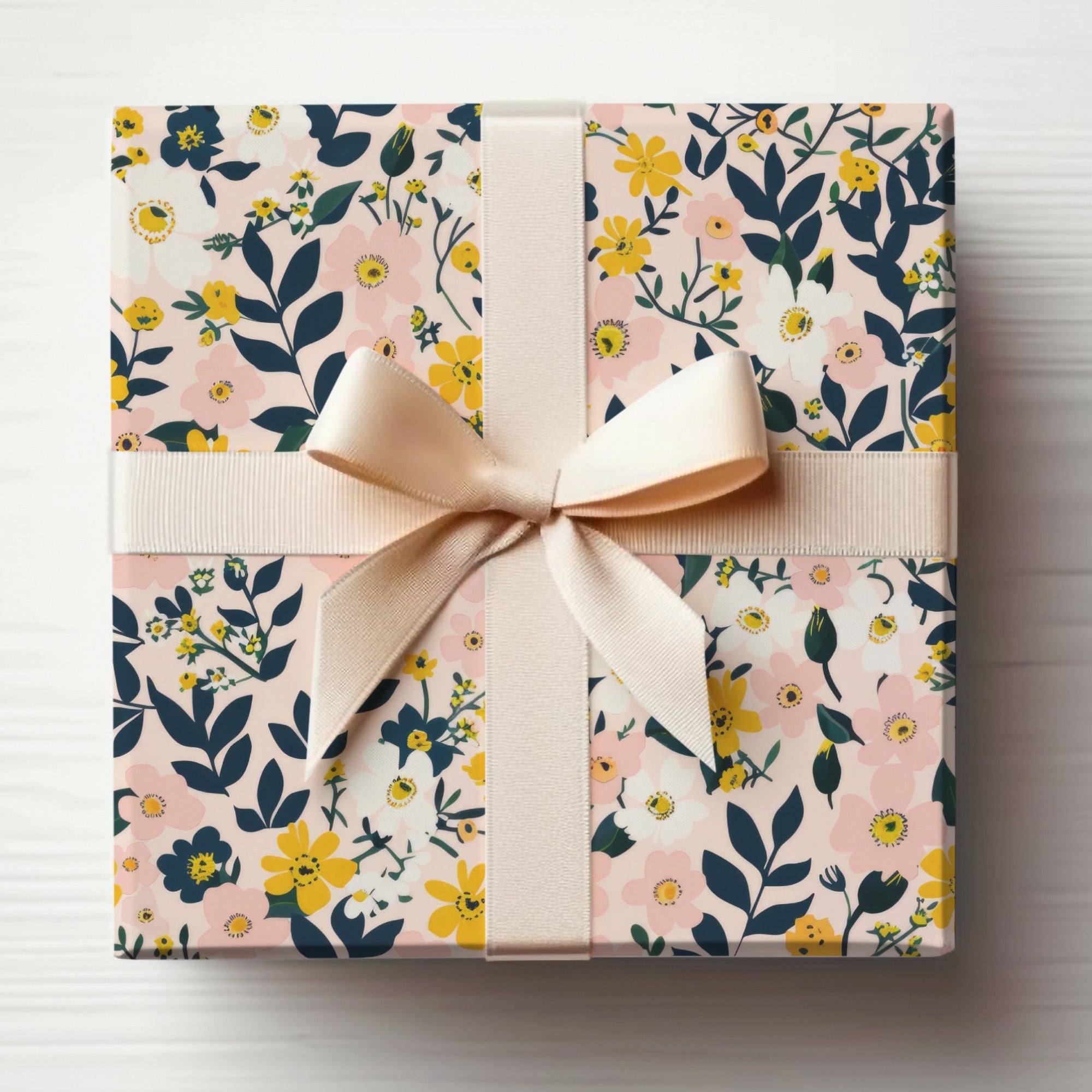 Seamless Wildflower Field Blush and Yellow For Commercial Use
