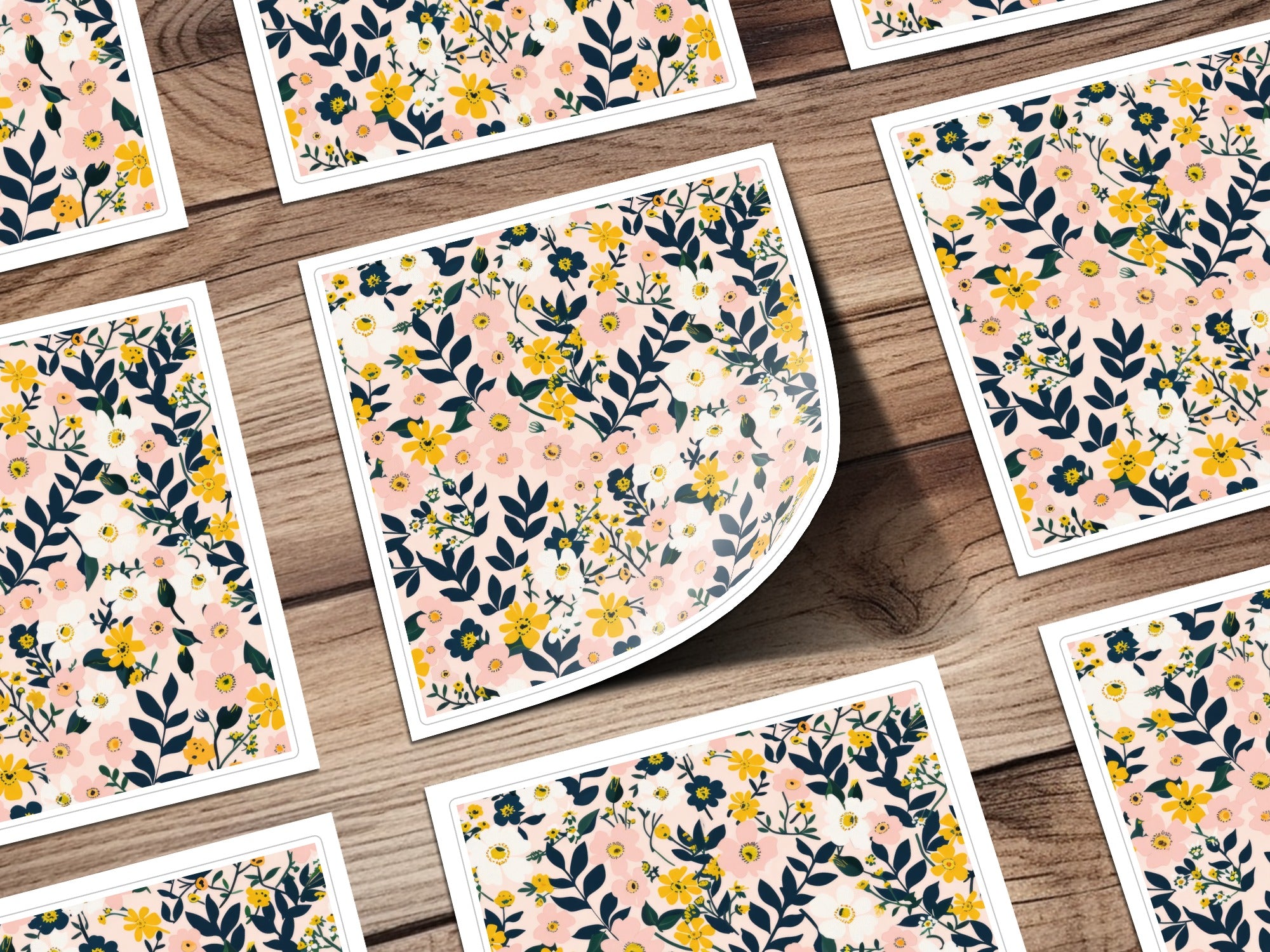 Seamless Wildflower Field Blush and Yellow For Commercial Use