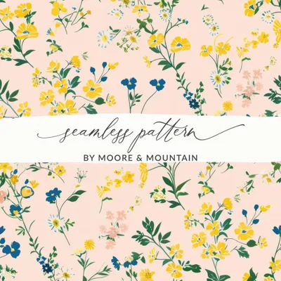 Seamless Wildflower Field Pastel Modern Floral Pattern Download