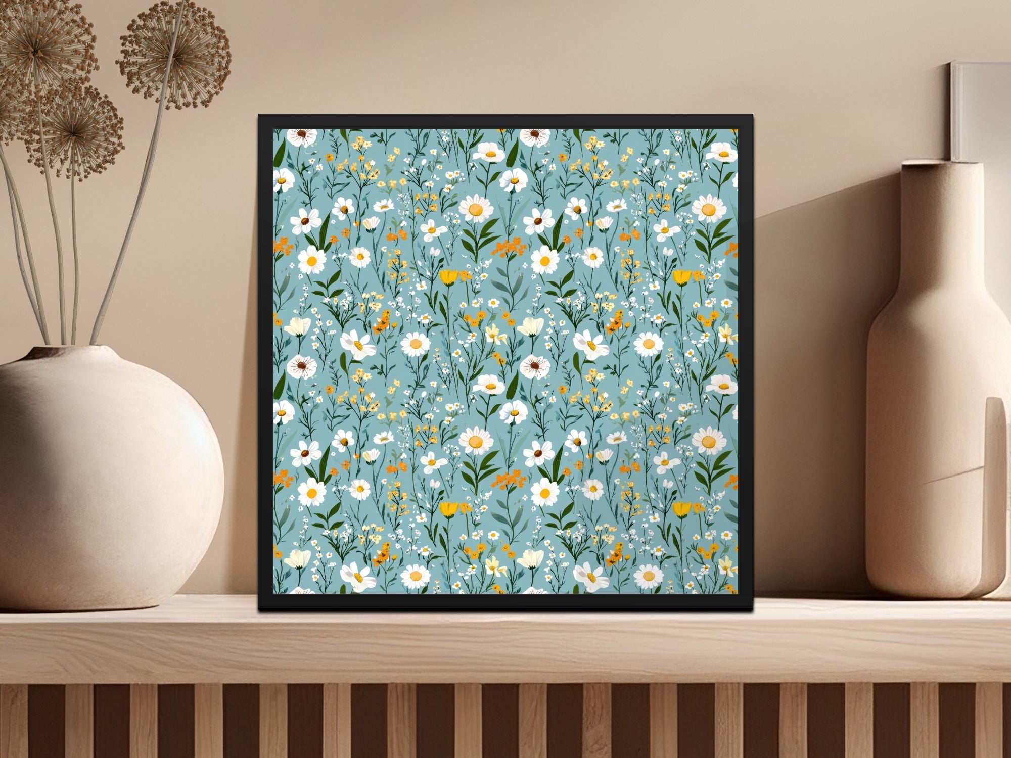 Seamless Wildflower Field, Pastel Spring Wildflowers Pattern Digital Background, Yellow White Flowers Seamless, Boho Digital Paper, Digital