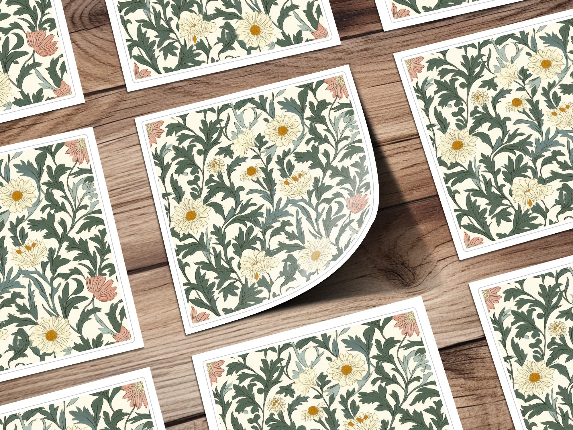 Seamless William Morris Pastel Floral Vines Background For Commercial Use