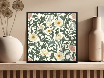 Seamless William Morris Pastel Floral Vines Background For Commercial Use