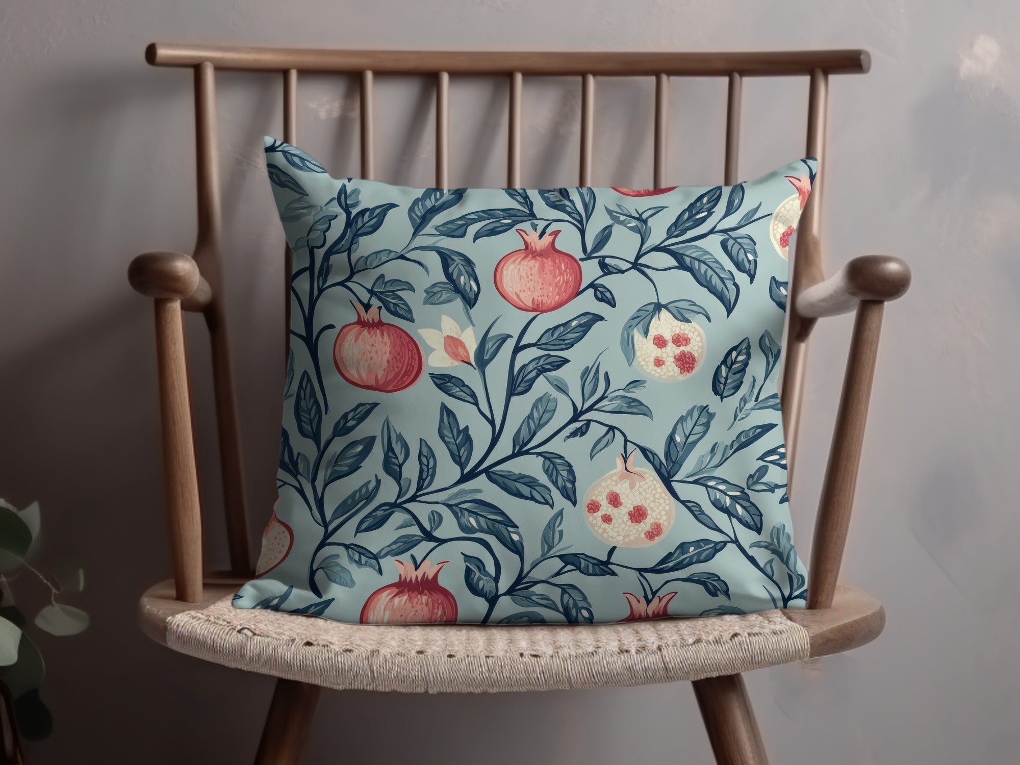 Seamless William Morris Pomegranate Print Pink Blue Green Digital