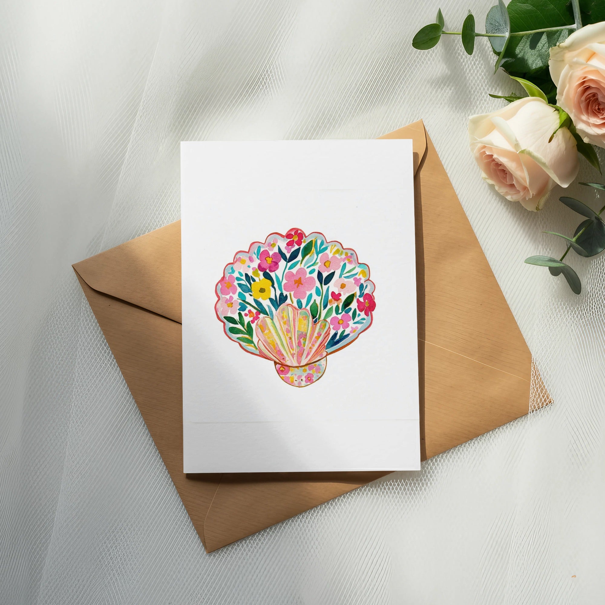Seashell Floral Clipart, Summer Beach PNG, Pastel Nautical SVG, Trendy Girly Design, Cute Ocean Illustration, Cricut Cut File SVG