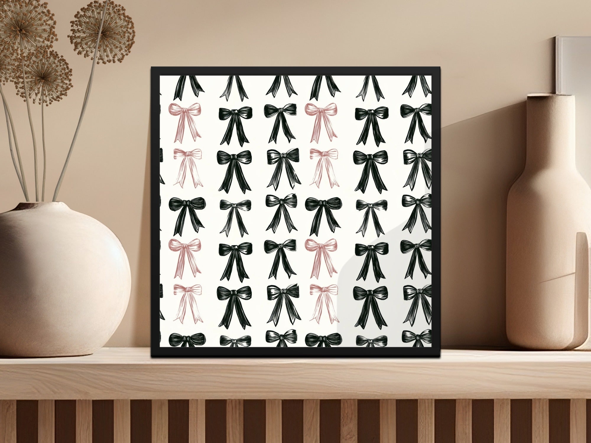 Shabby Chic Bows Pattern Black Bows Design | Trendy Digital Download | Boho Bows, Coquette Bows Seamless Pattern