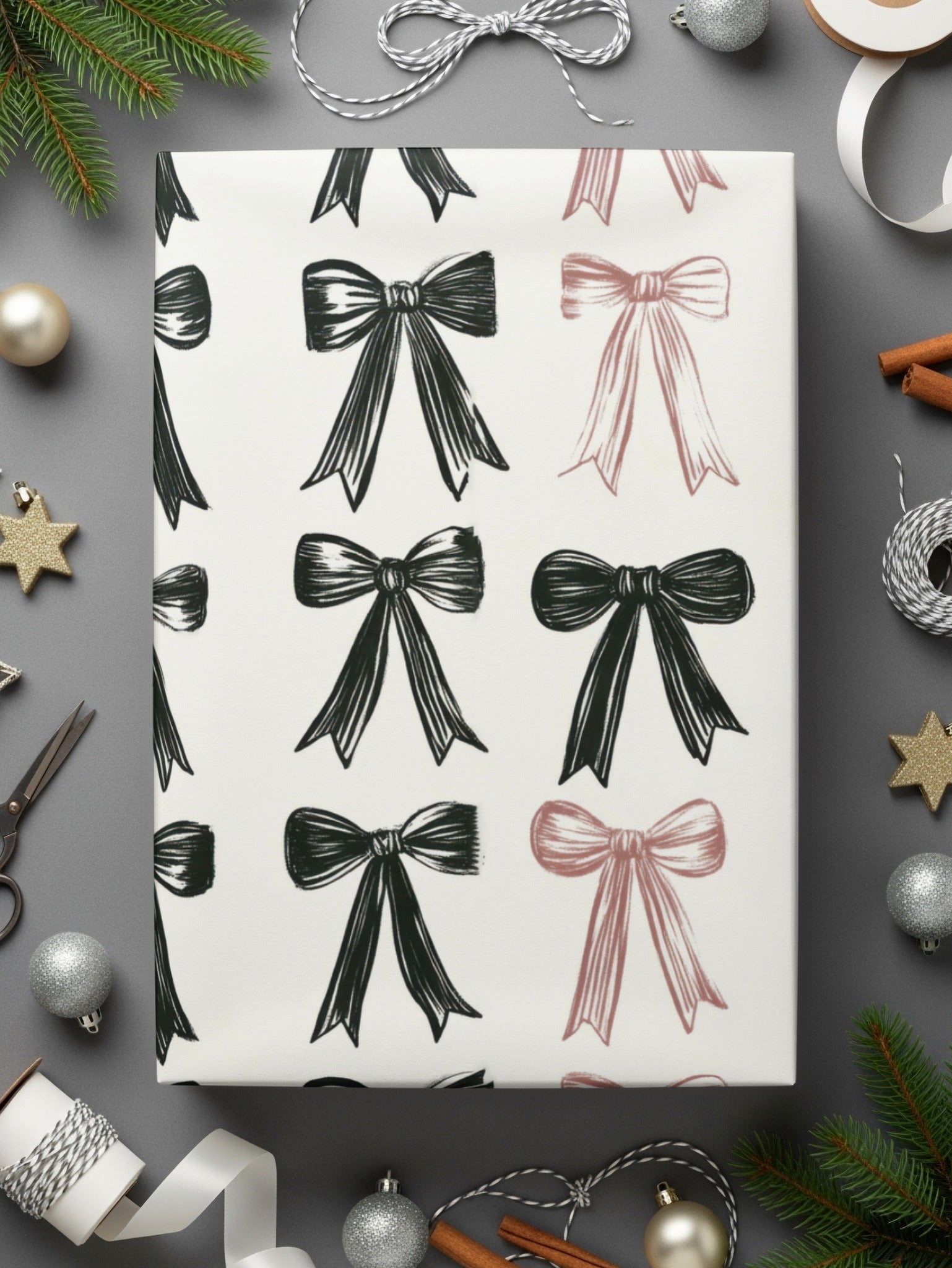 Shabby Chic Bows Pattern Black Bows Design | Trendy Digital Download | Boho Bows, Coquette Bows Seamless Pattern