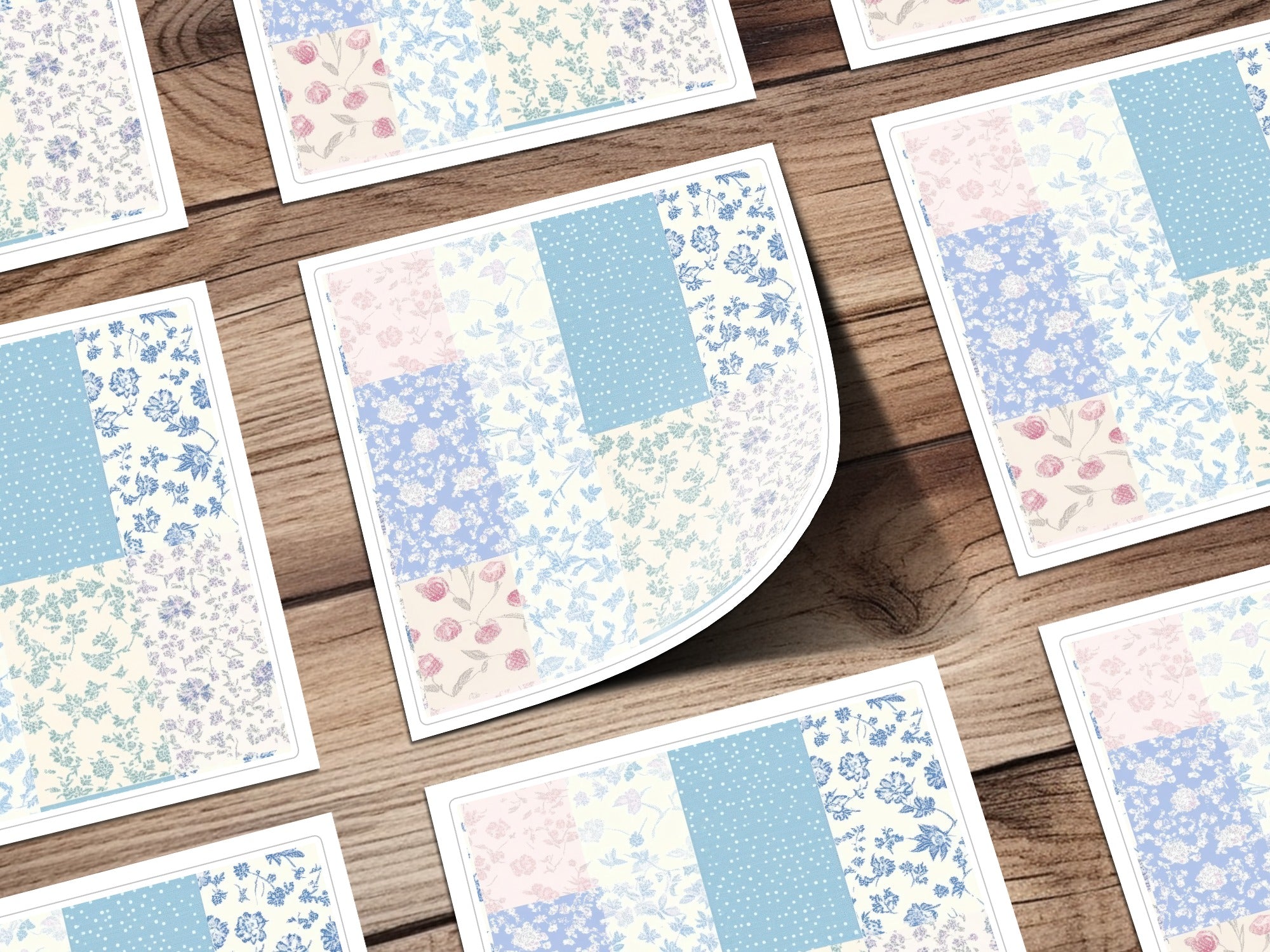 Shabby Chic Patchwork, Digital Floral Seamless Pattern, Pastel Blooms, Print Fabric Design, Quilt Fabric Pattern, Repeat Pattern, Digital