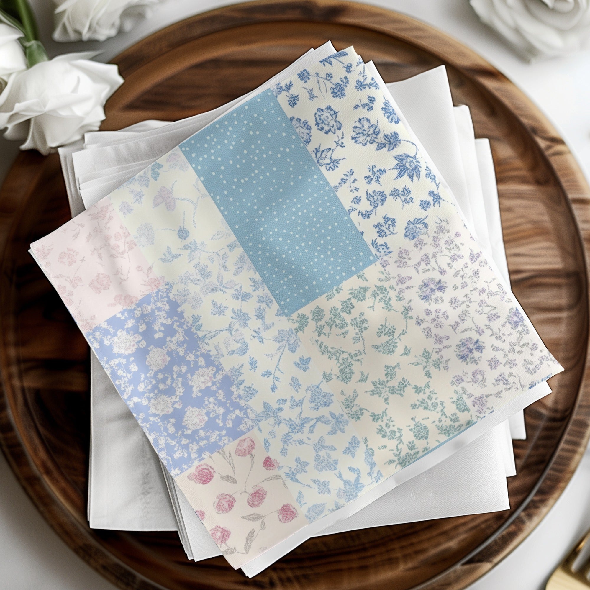 Shabby Chic Patchwork, Digital Floral Seamless Pattern, Pastel Blooms, Print Fabric Design, Quilt Fabric Pattern, Repeat Pattern, Digital