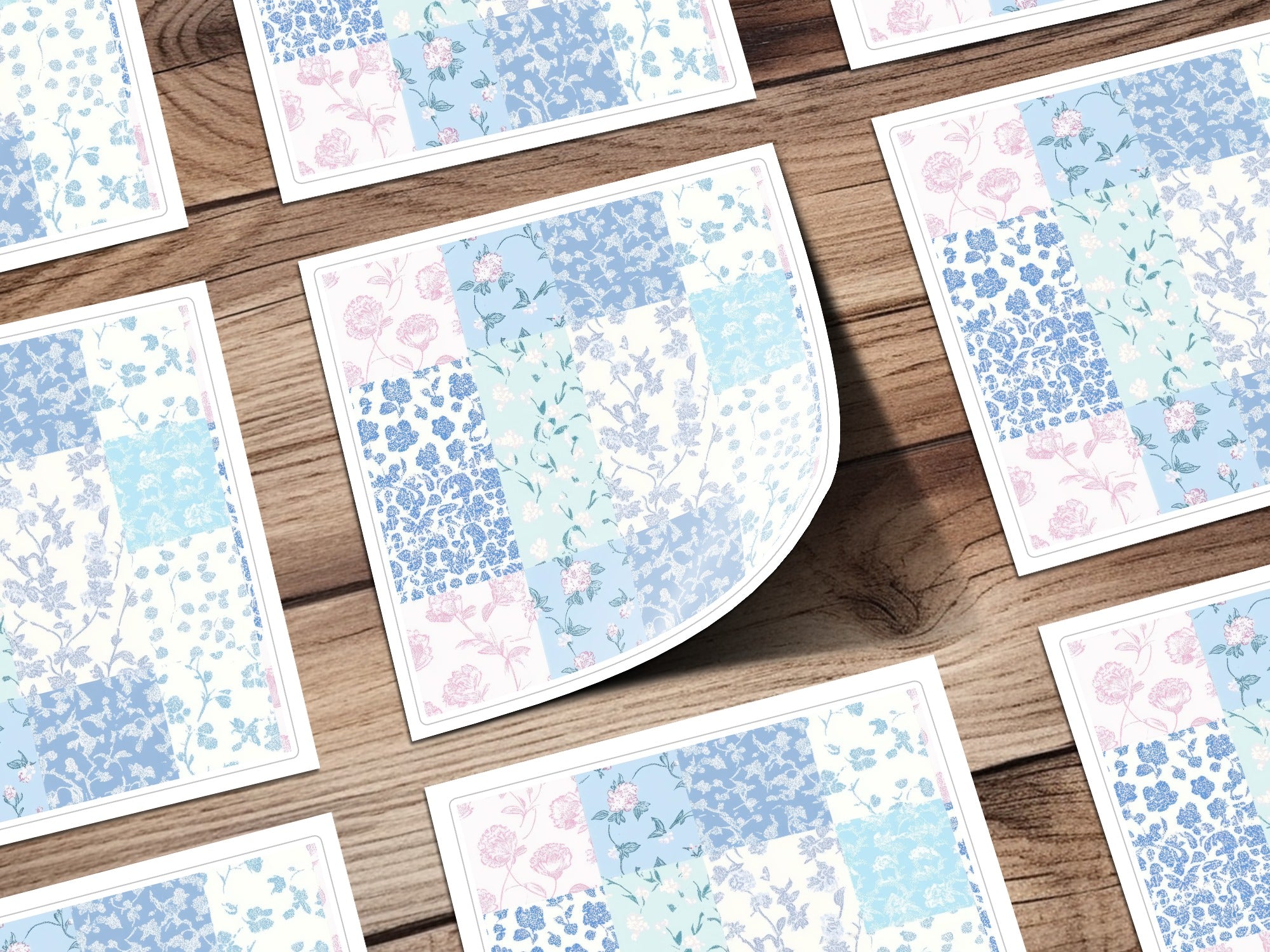 Shabby Chic Patchwork, Floral Digital Paper, Cute Seamless Pattern, Scrapbook Paper Pack, Pastel Floral Design, Fabric Design