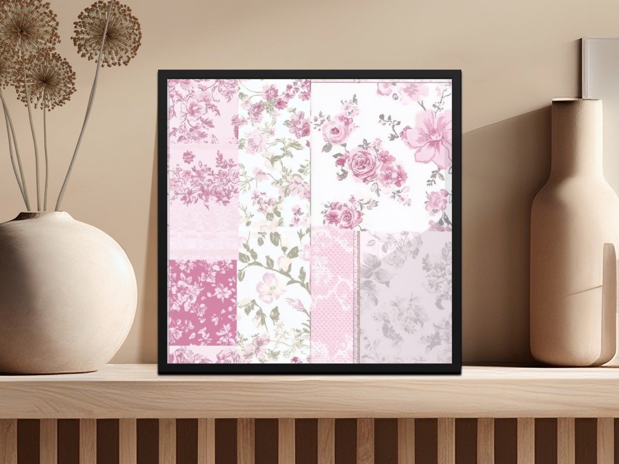 Shabby Chic Patchwork, Floral Digital Paper, Seamless Pattern, Pink Rose Pattern, Scrapbook Paper, Fabric Design, Commercial Use