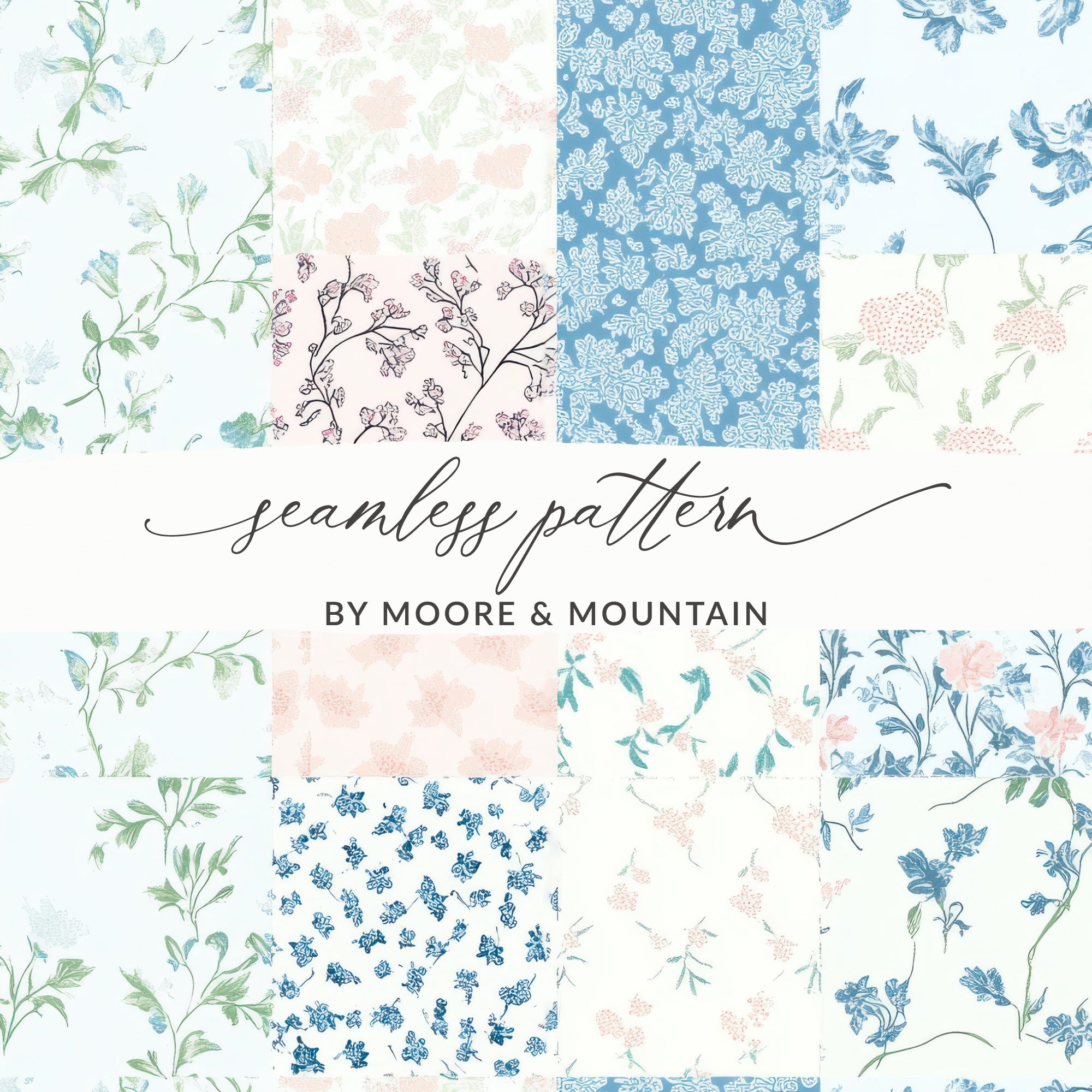 Patchwork Floral Seamless Digital Pattern, Boho Digital Background Floral Pattern, Seamless Cute Patched Background JPEG