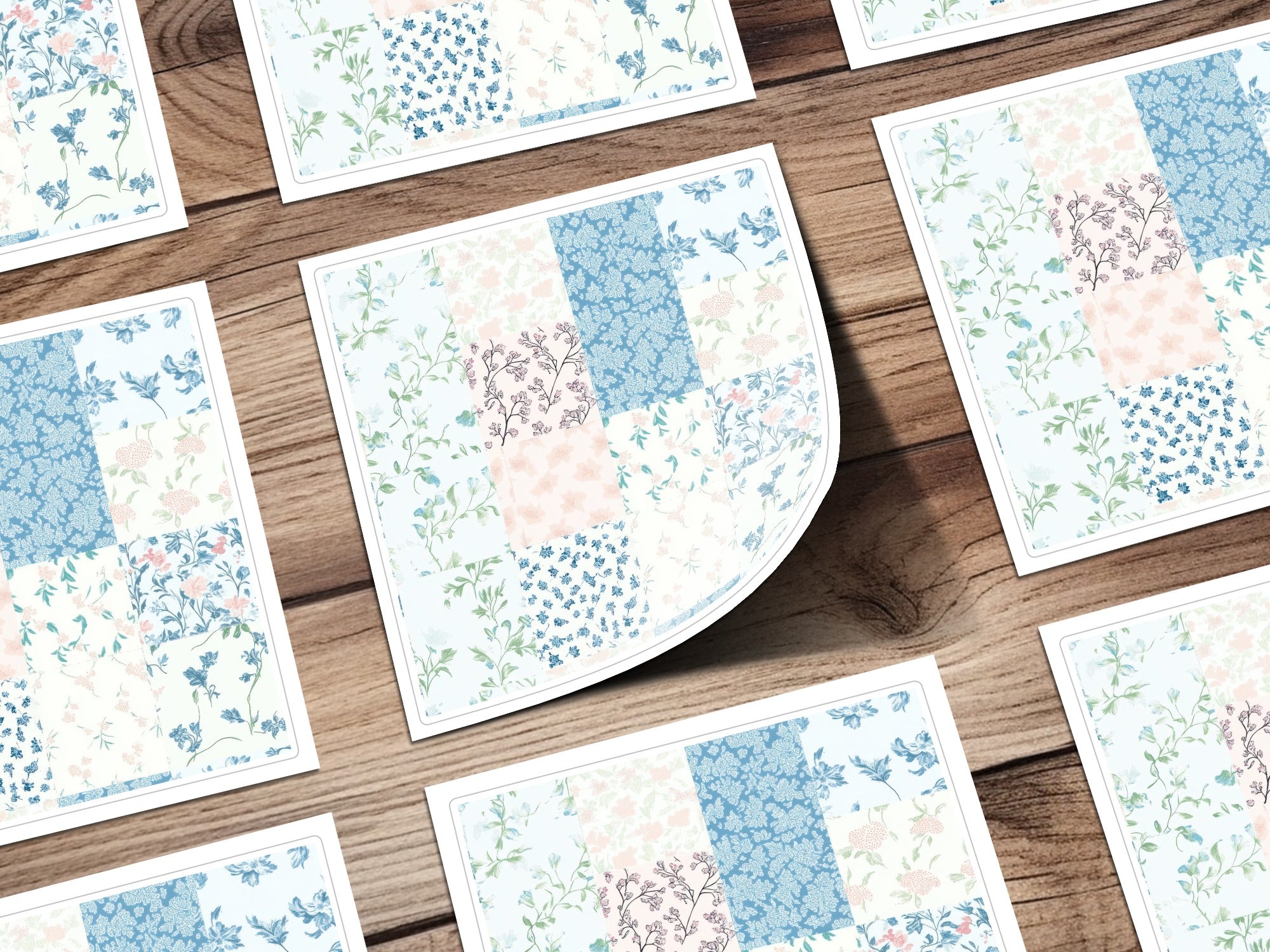 Patchwork Floral Seamless Digital Pattern, Boho Digital Background Floral Pattern, Seamless Cute Patched Background JPEG