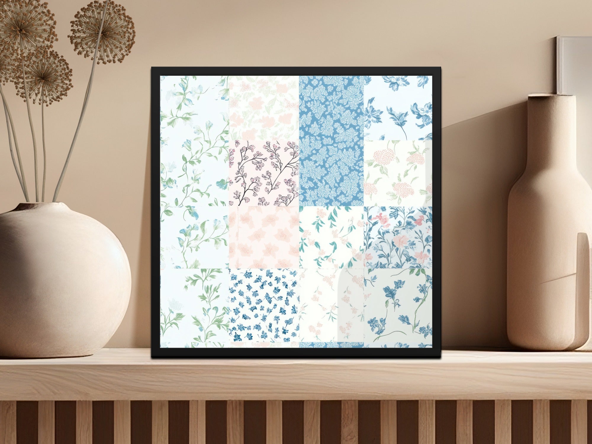 Patchwork Floral Seamless Digital Pattern, Boho Digital Background Floral Pattern, Seamless Cute Patched Background JPEG