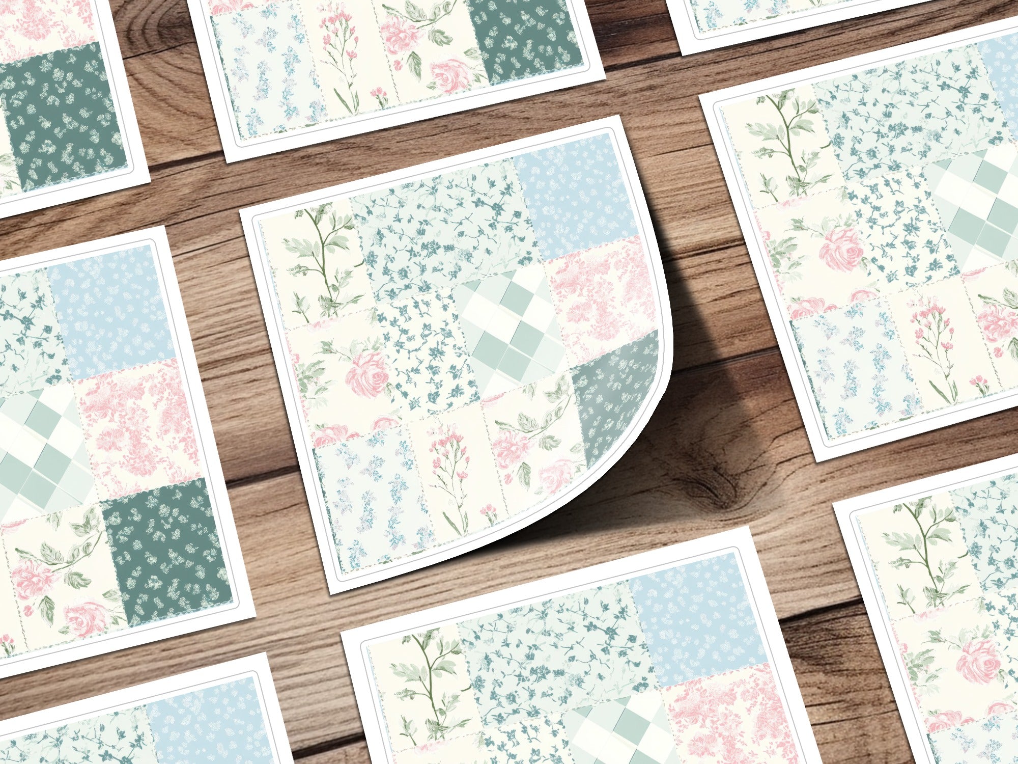 Shabby Chic Patchwork Seamless Digital Paper, Floral Quilting Pattern, Roses Surface Design, Pastel Background, Scrapbooking Print