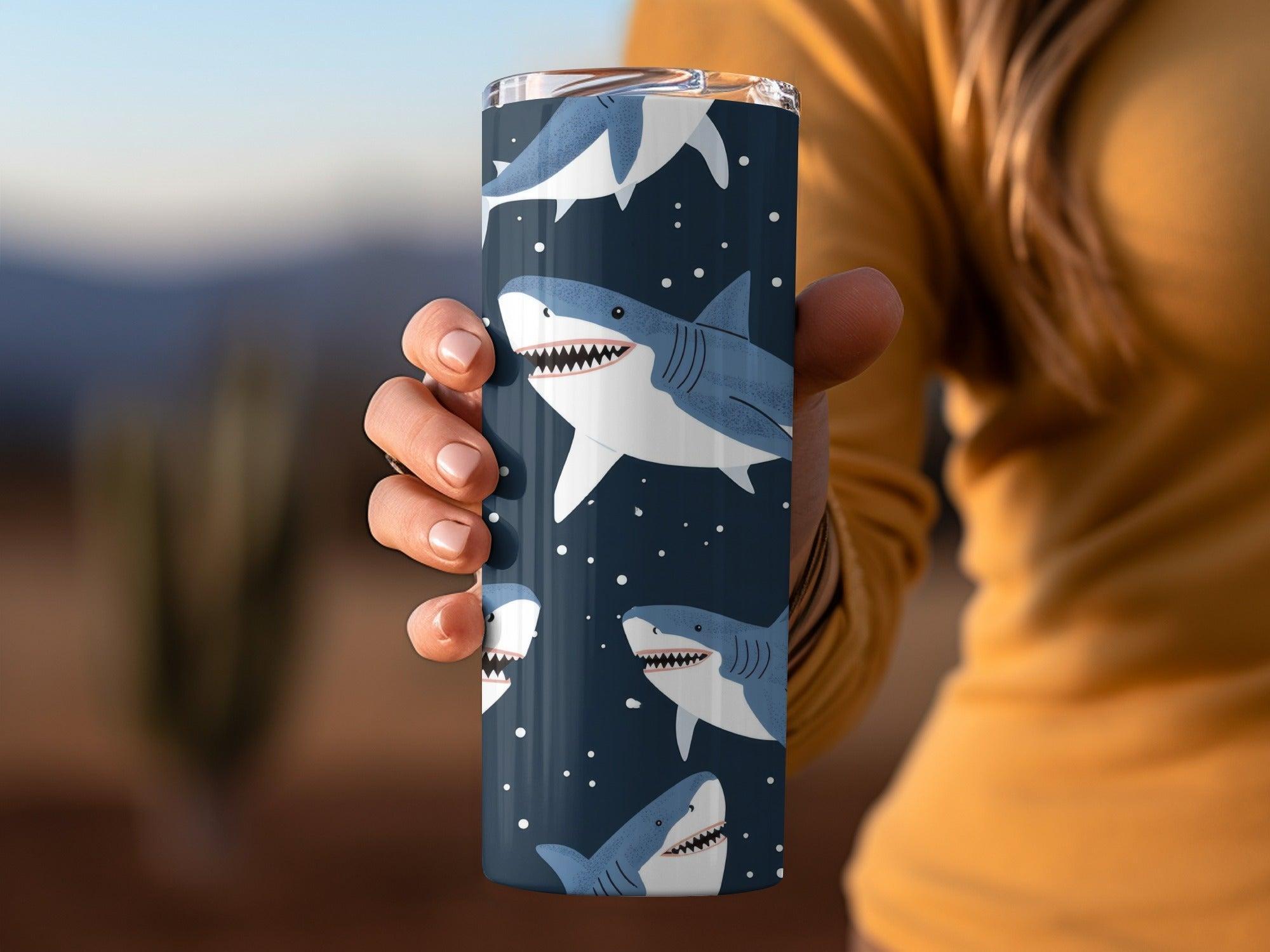 Shark Seamless Pattern Digital Paper, Cartoon Sharks Fabric Design, Under the Sea Background, Ocean Animals Print, Scrapbooking Digital