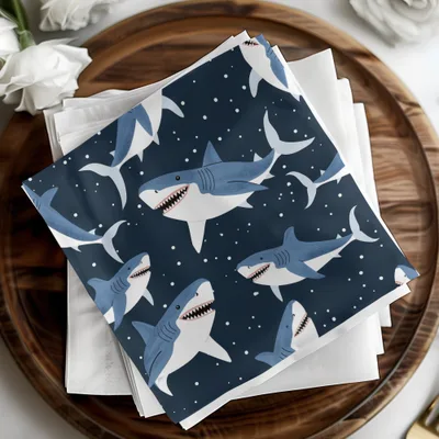 Shark Seamless Pattern Digital Paper, Cartoon Sharks Fabric Design, Under the Sea Background, Ocean Animals Print, Scrapbooking Digital