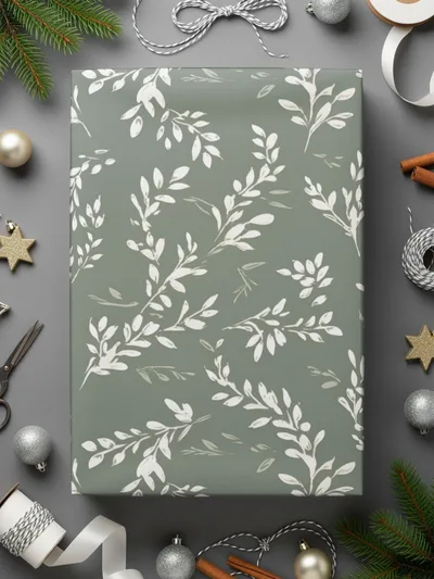 Simple Modern Boho Seamless Sage Green Leaves Digital