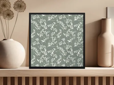Simple Modern Boho Seamless Sage Green Leaves Digital