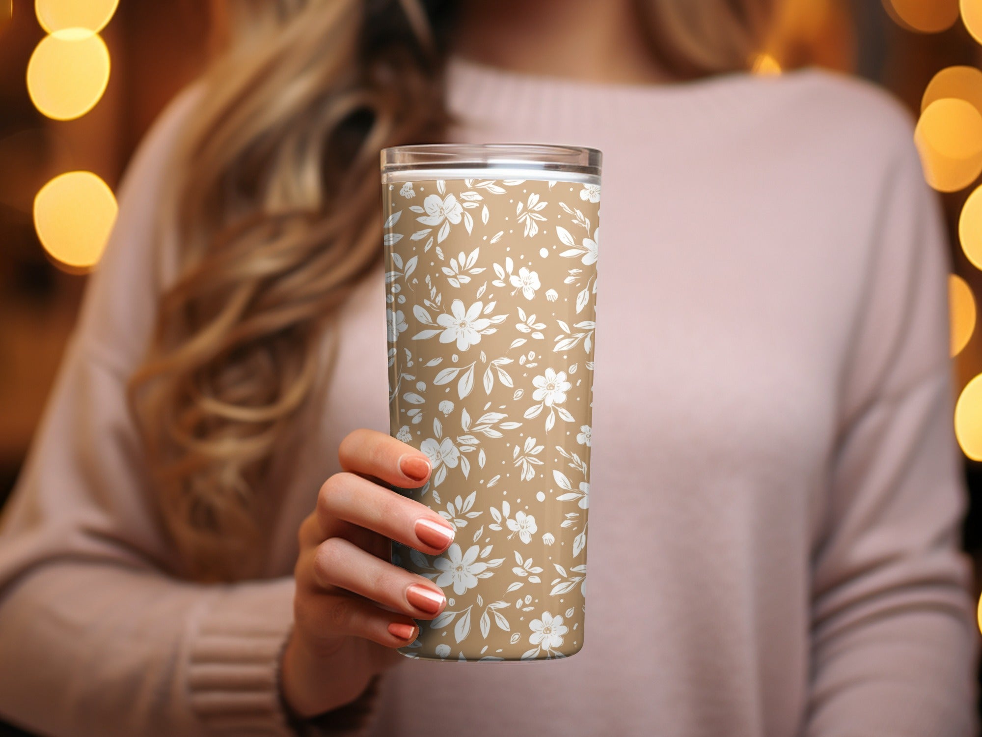 Simple Modern Boho Seamless Yellow Flowers and Leaves Digital