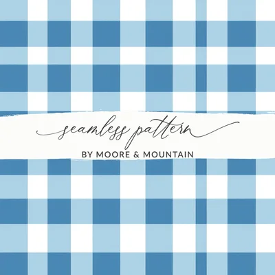 Sky Blue Buffalo Check Seamless Pattern, Commercial Use Gingham Digital Paper, Checkered High Resolution, Plaid PNG