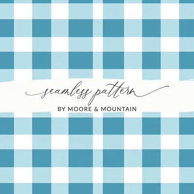 Sky Blue Gingham Seamless Pattern, Commercial Use Digital Paper, Buffalo Check Background, Checkered High Resolution