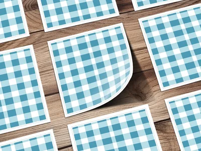 Sky Blue Gingham Seamless Pattern, Commercial Use Digital Paper, Buffalo Check Background, Checkered High Resolution