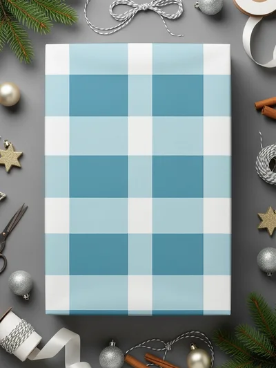 Sky Blue Gingham Seamless Pattern, Commercial Use Digital Paper, Buffalo Check Background, Checkered High Resolution
