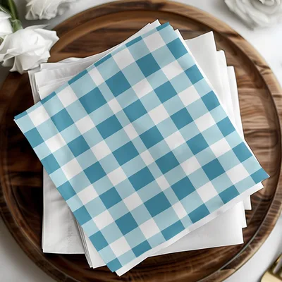 Sky Blue Gingham Seamless Pattern, Commercial Use Digital Paper, Buffalo Check Background, Checkered High Resolution