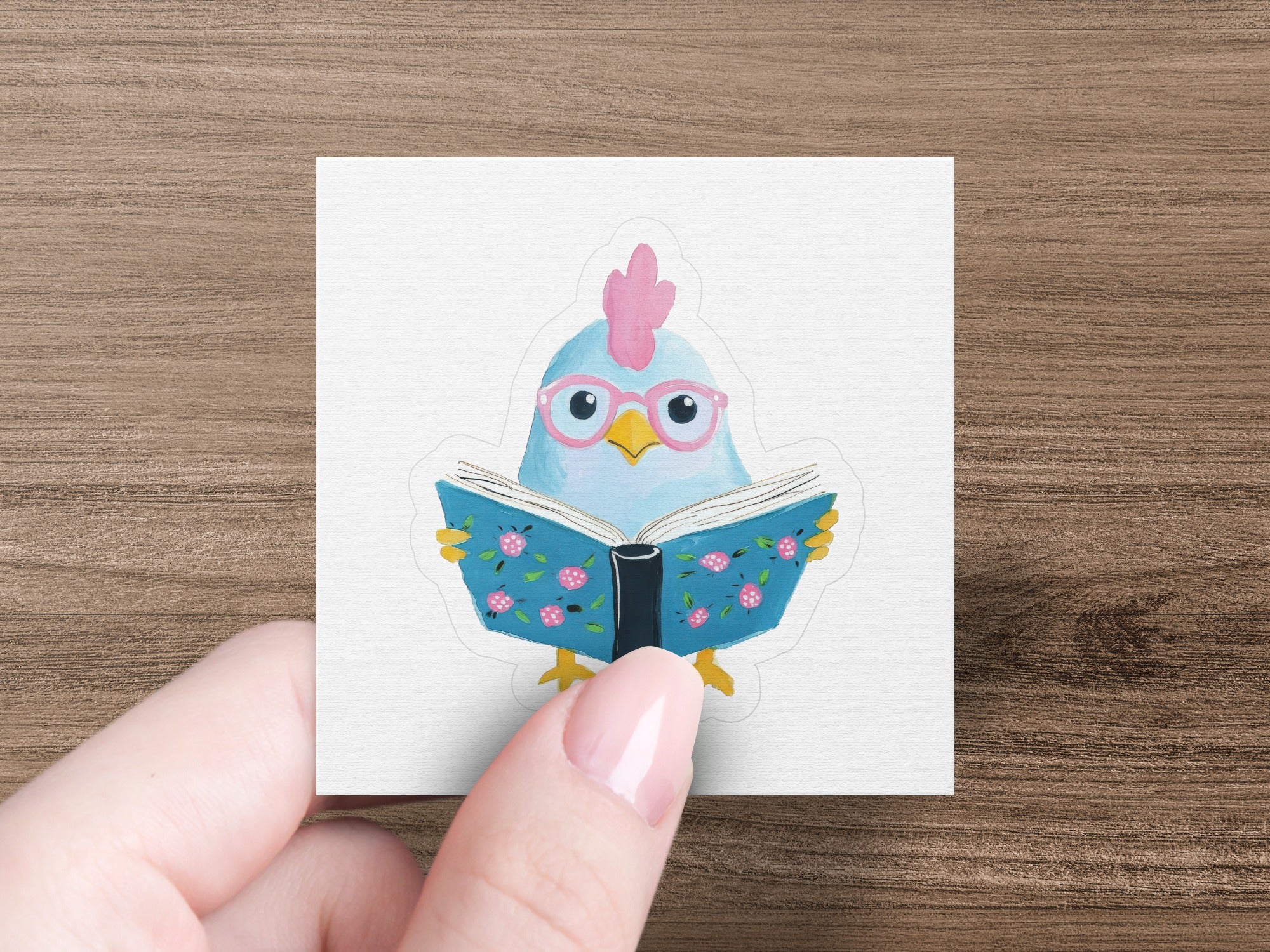Smart Chicken Reading Book Preppy Clip Art SVG | Cute Hen with Glasses Digital Download for Readers, Teachers, Farmhouse Decor & Planners