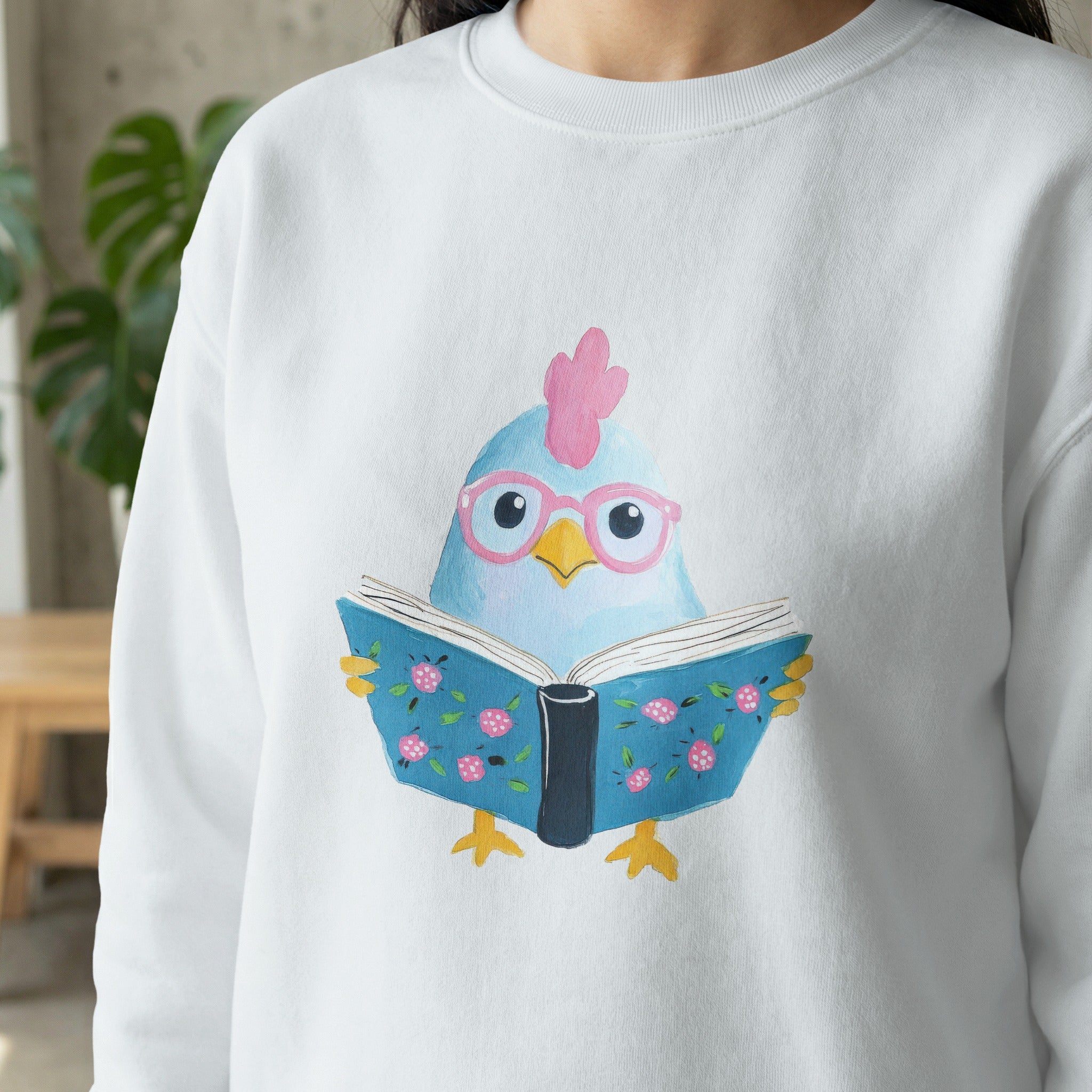 Smart Chicken Reading Book Preppy Clip Art SVG | Cute Hen with Glasses Digital Download for Readers, Teachers, Farmhouse Decor & Planners