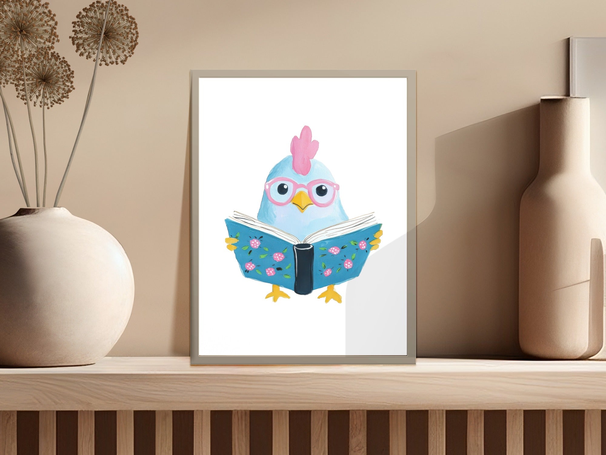 Smart Chicken Reading Book Preppy Clip Art SVG | Cute Hen with Glasses Digital Download for Readers, Teachers, Farmhouse Decor & Planners
