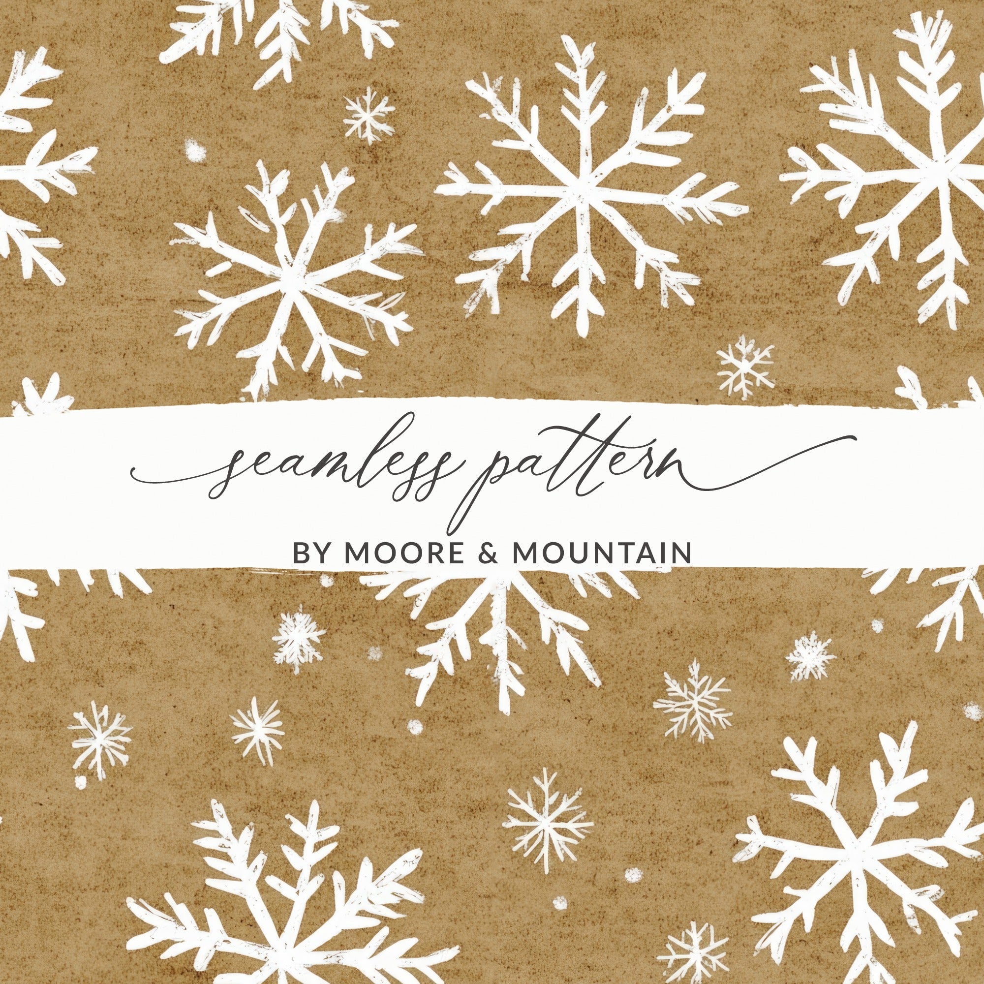 Snowflake Digital Paper, Seamless Christmas Pattern, Rustic Holiday Background, Winter Scrapbook Paper, Brown Texture, Commercial Use
