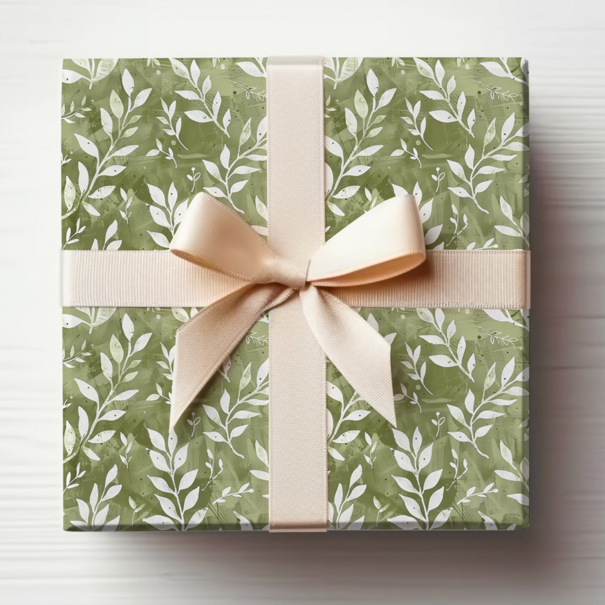 Soft Sage Botanical Repeat Design with Green Pattern