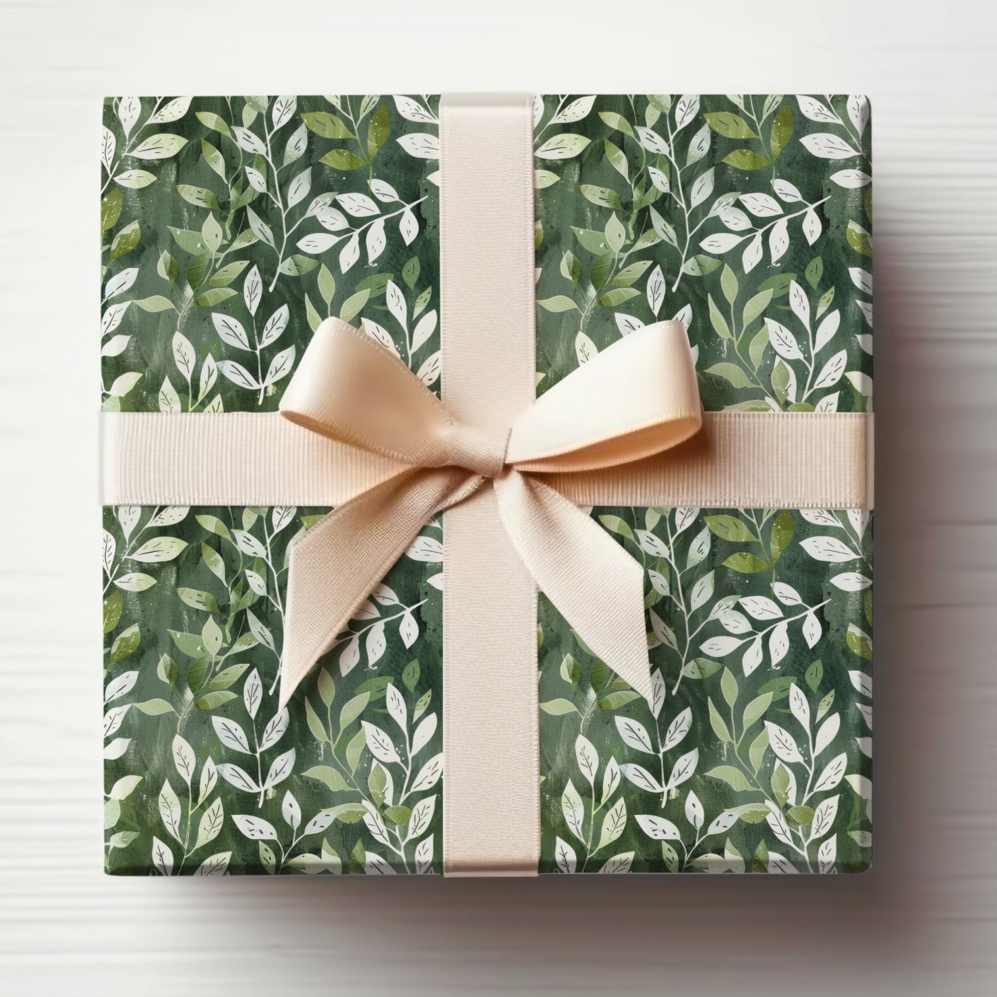 Soft Sage Botanical Repeat Featuring Green Leaves