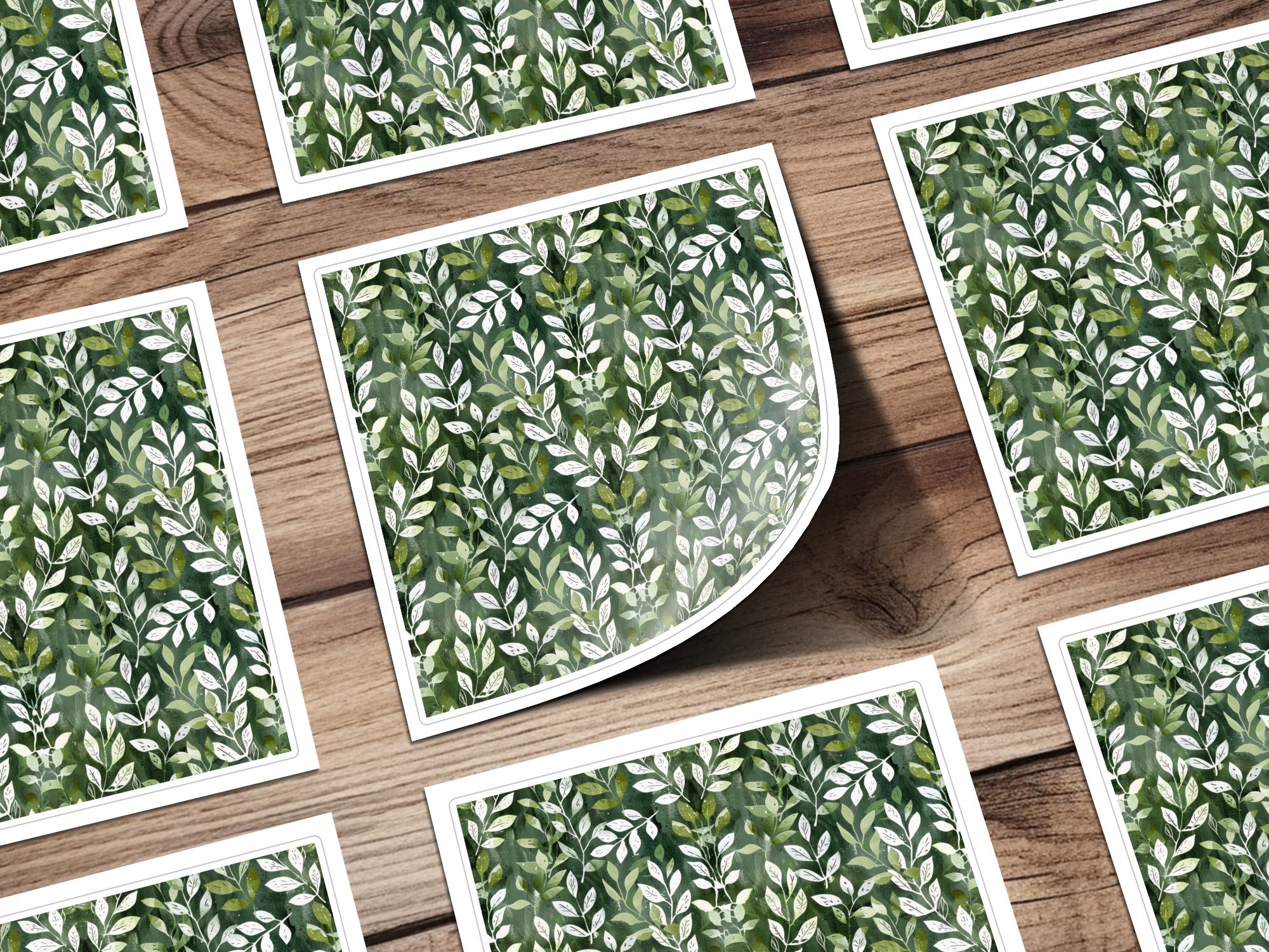 Soft Sage Botanical Repeat Featuring Green Leaves