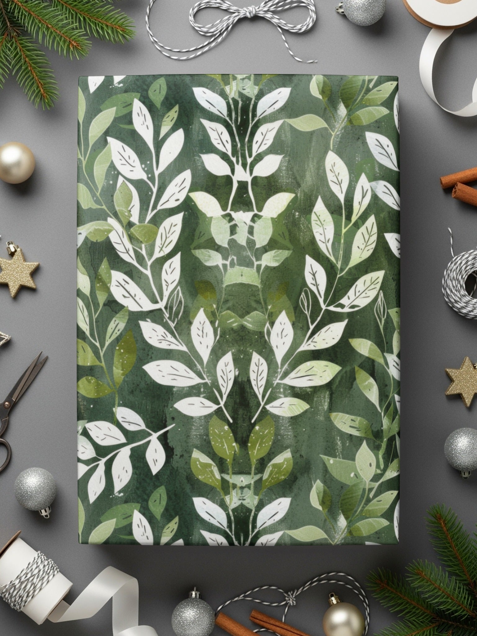 Soft Sage Botanical Repeat Featuring Green Leaves