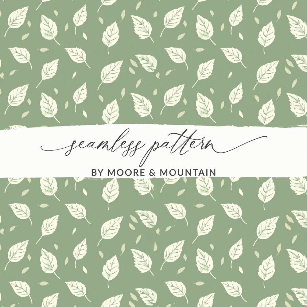 Soft Sage Botanical Repeat Pattern Delicate Leaf Design
