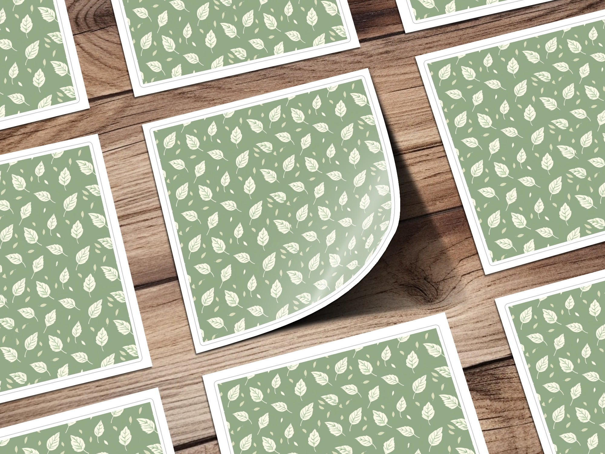 Soft Sage Botanical Repeat Pattern Delicate Leaf Design