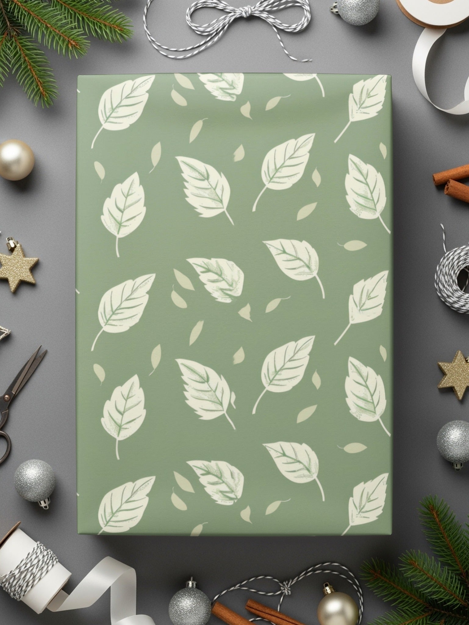 Soft Sage Botanical Repeat Pattern Delicate Leaf Design
