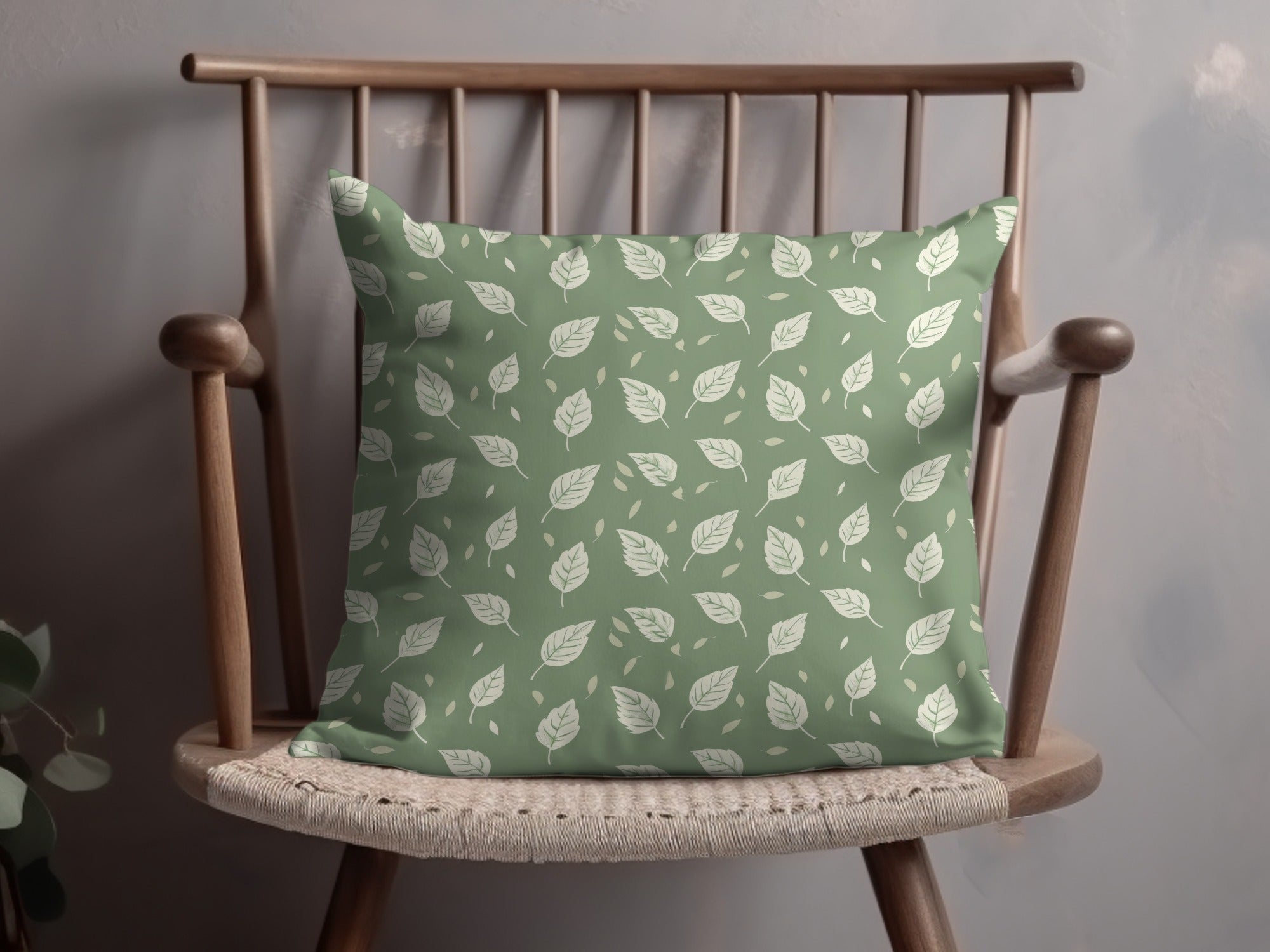Soft Sage Botanical Repeat Pattern Delicate Leaf Design