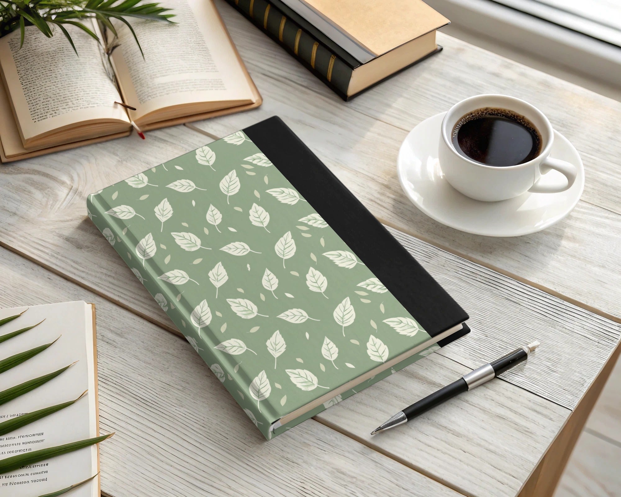 Soft Sage Botanical Repeat Pattern Delicate Leaf Design