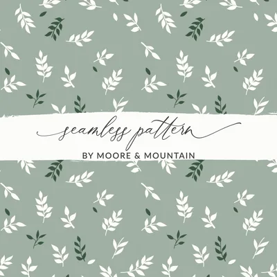 Soft Sage Green Botanical Leaf Pattern Repeat Design