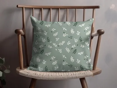 Soft Sage Green Botanical Leaf Pattern Repeat Design